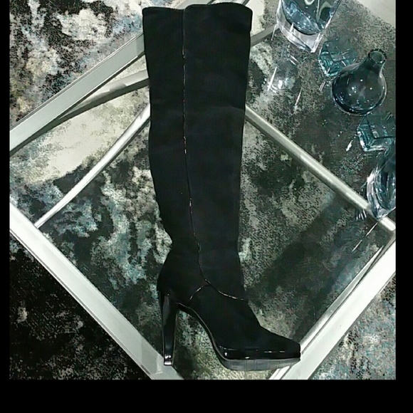 CLEARANCE /Make an offer! Genuine Suede Thigh high Heeled Boots Sz 9 - Picture 4 of 5